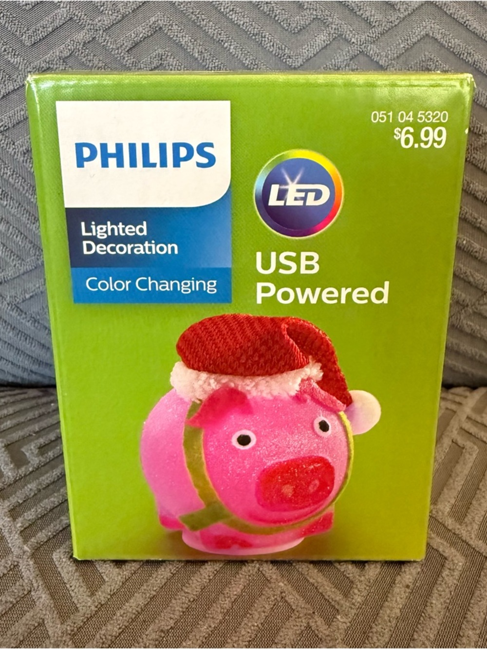 New Philips LED Christmas Pig Lighted Decoration USB Powered Color Changing